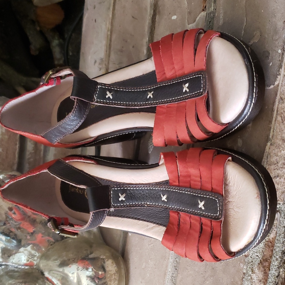 Jambu Red & Brown Suede Sandals Size 9 - Picture 7 of 14